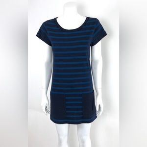 Rag & Bone Knit Mini Dress Pockets Navy & Blue Stripe